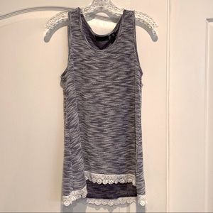 attention Heavy knit high low tank w/ ruffle hem